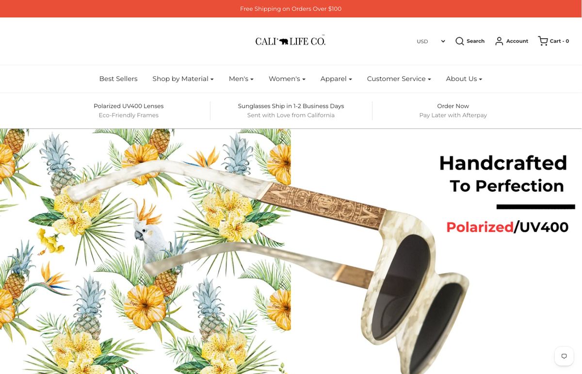 Cali Life Co ecommerce storefront